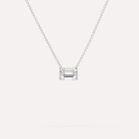 1 carat Emerald Floating Diamond Necklace