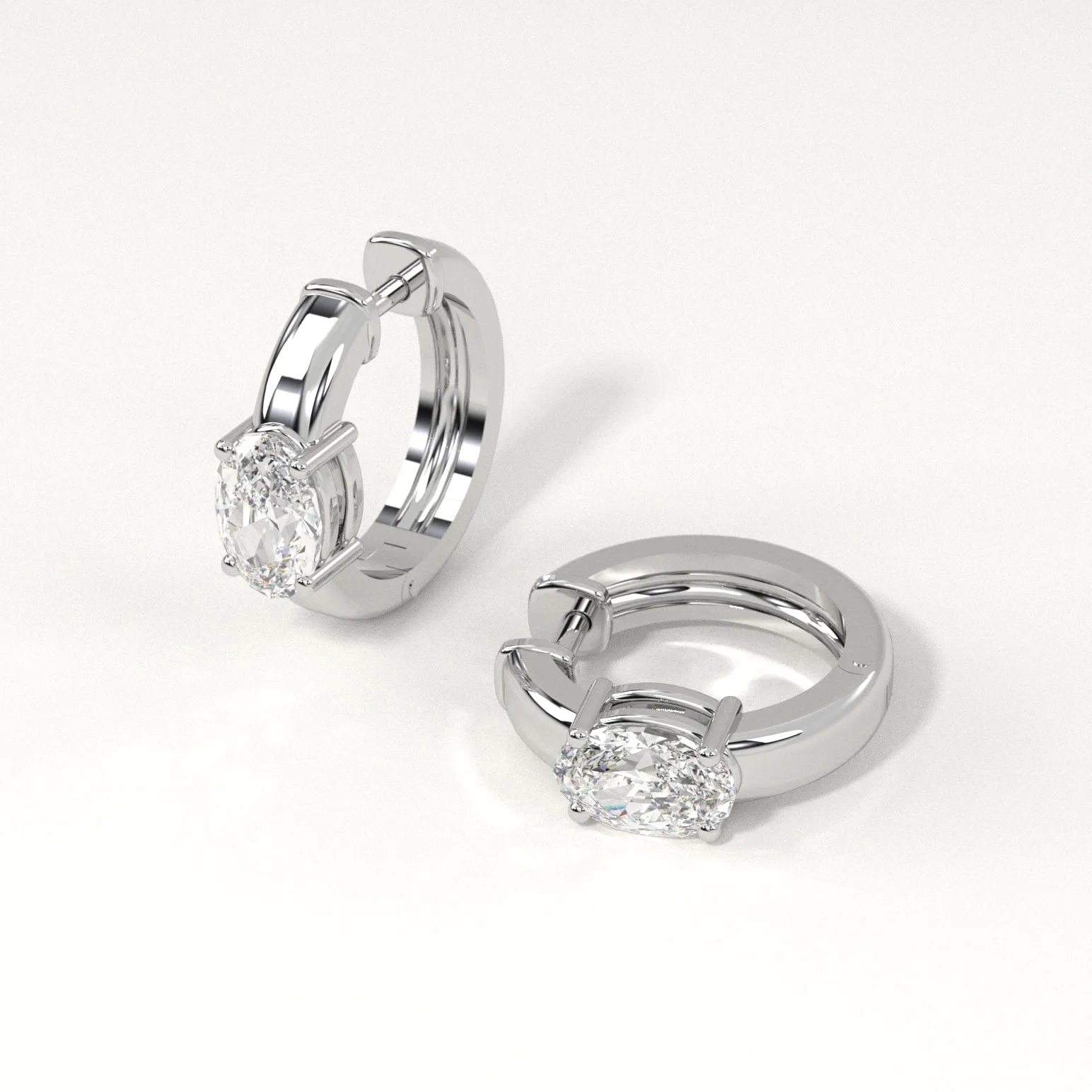 1 carat Oval Diamond Hoop Earrings