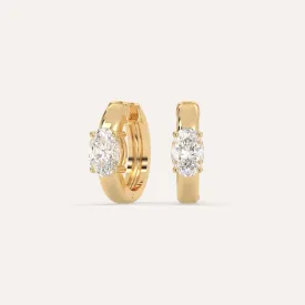 1 carat Oval Diamond Hoop Earrings