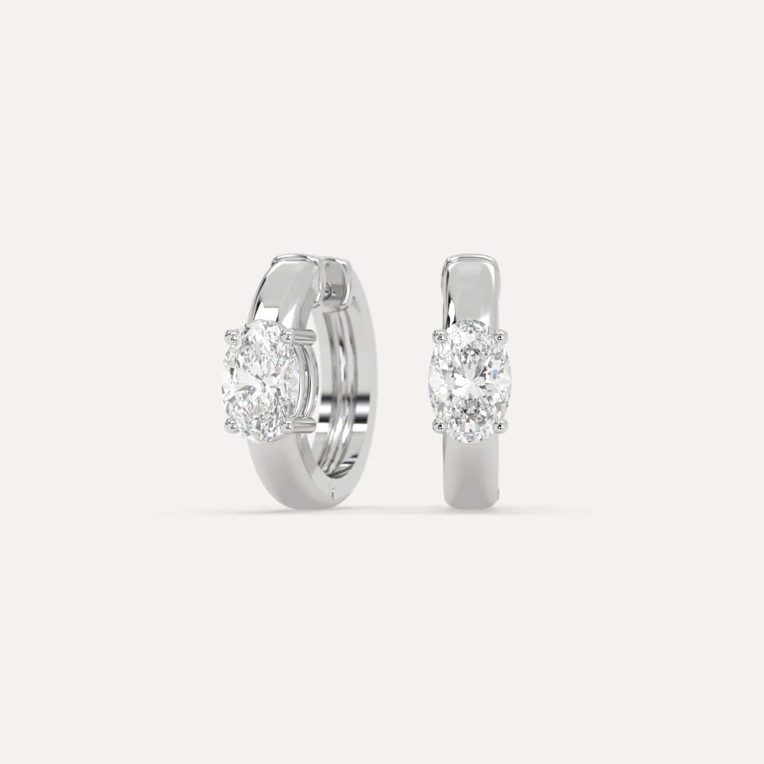 1 carat Oval Diamond Hoop Earrings