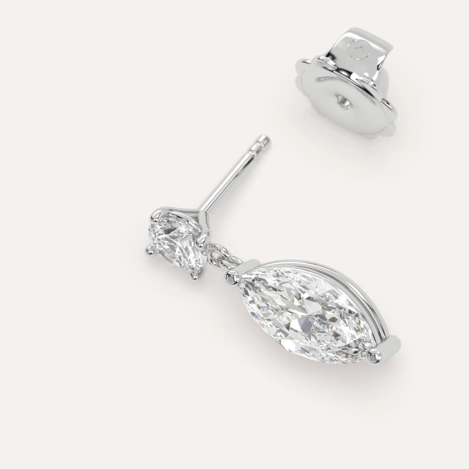 1 carat Single Marquise Diamond Drop Earring