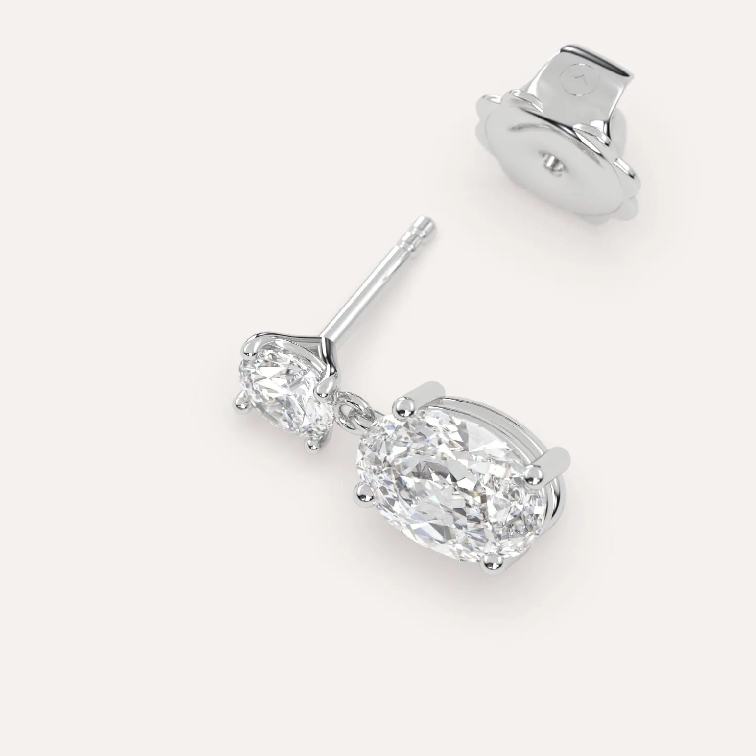 1 carat Single Oval Diamond Drop Earring