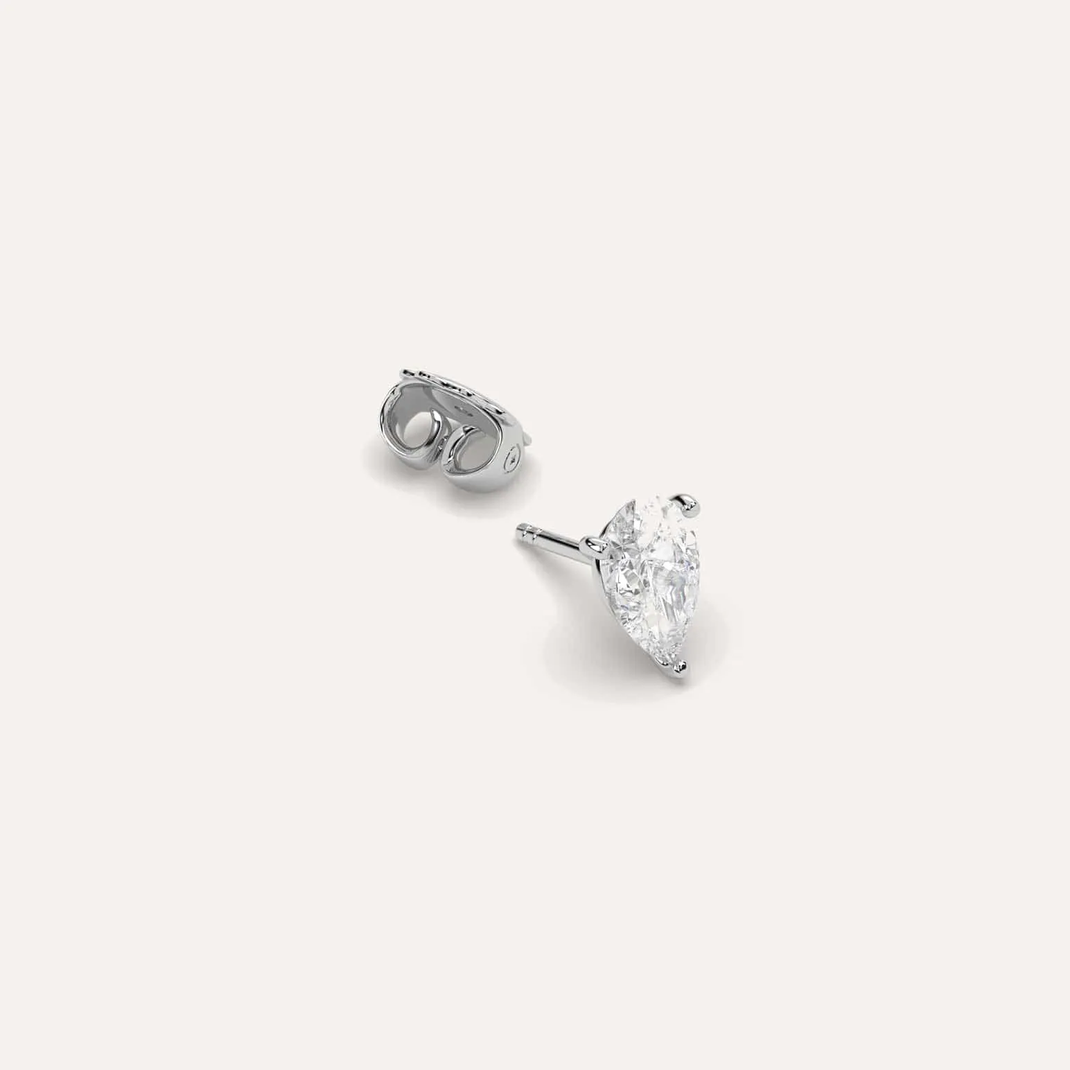 1 carat Single Pear Diamond Stud Earring