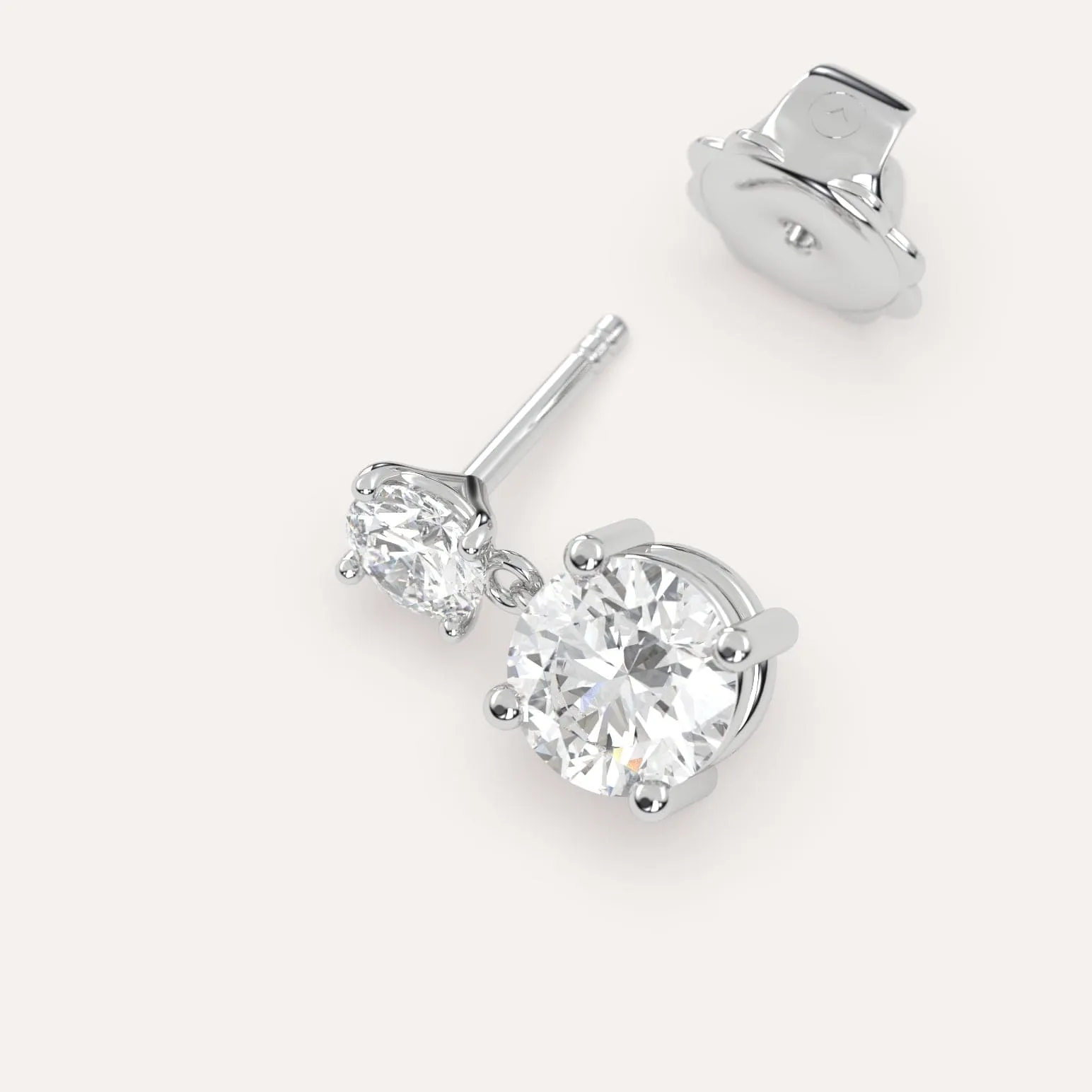 1 carat Single Round Diamond Drop Earring