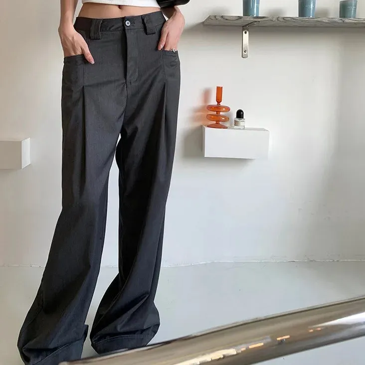 2024 Summer Senior Sag Wide-leg Button Pants