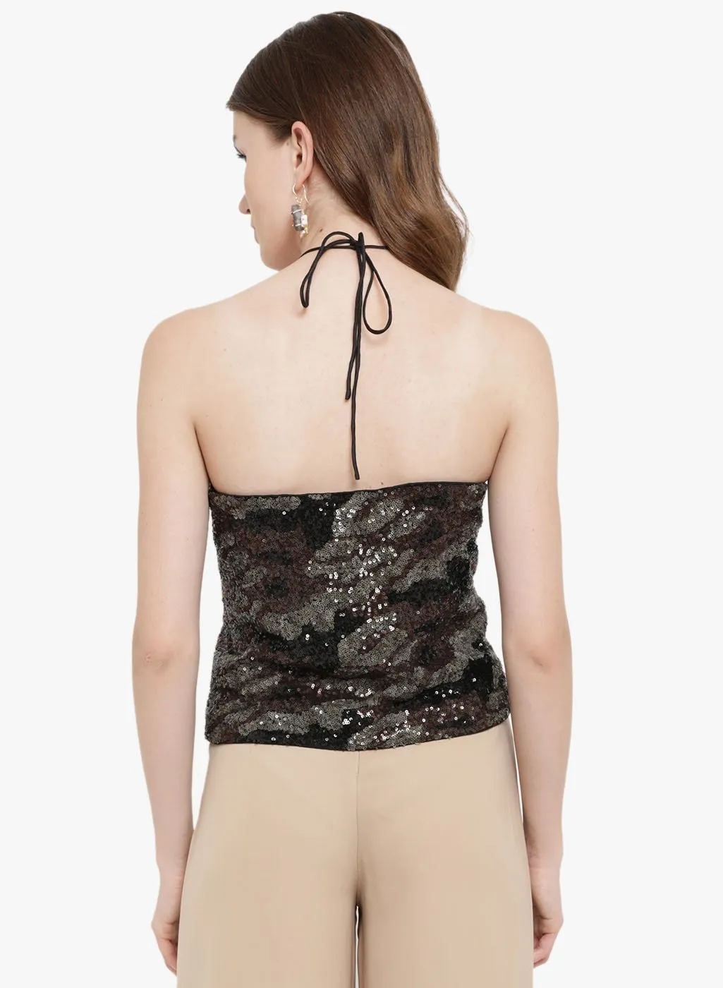 Amour Betina Halter Neck Sequin Top