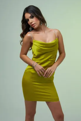 Angelino Pistachio Green Backless Short Satin Evening Dress