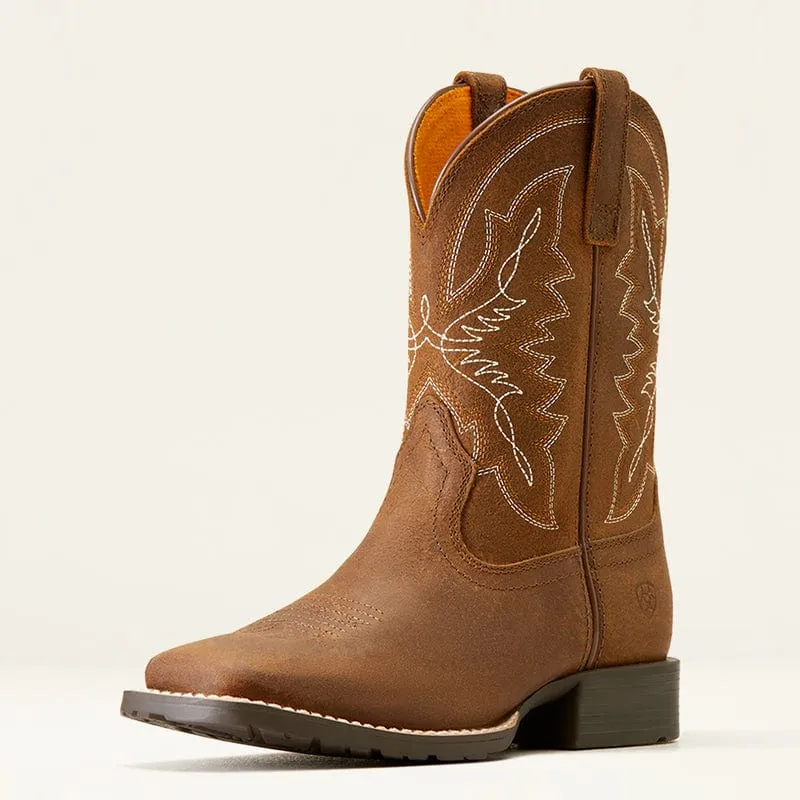 Ariat Kids Hybird Rancher Distressed Tan Square Toe Western Boot 10047034