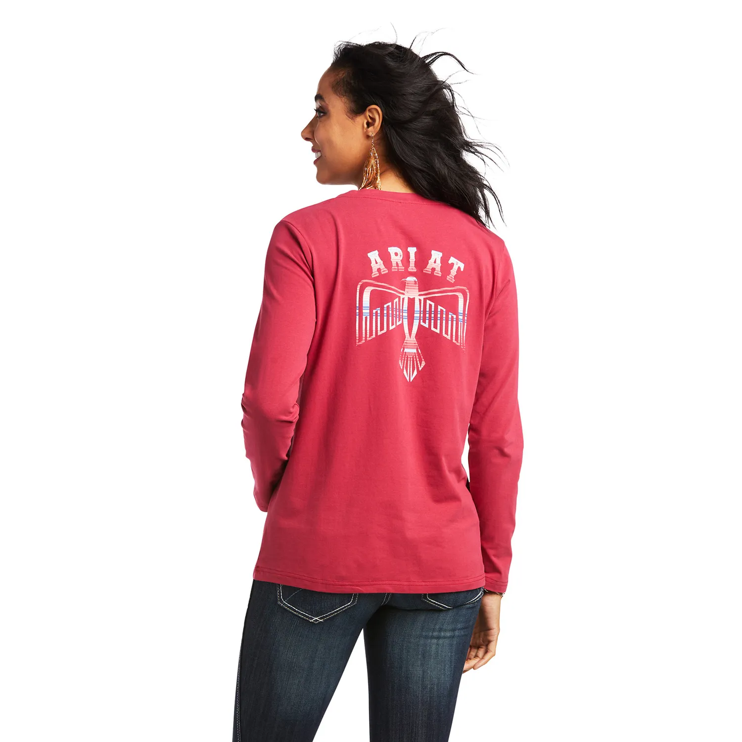 Ariat Women's Real Serape Thunderbird LS Tee - Red Bud