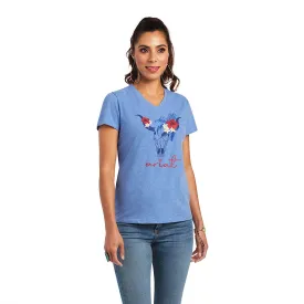 Ariat Womens REAL Tropic Steerhead S/S Tee Reykjavik Blue