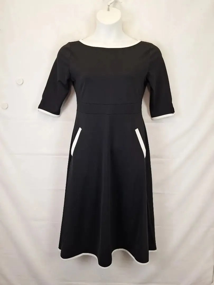 Assorted Brands Boat Neck Monochrome A Line Midi Dress Size M