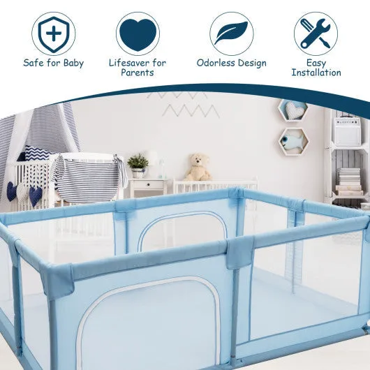 Baby Playpen Extra Large Kids Activity Center Safety Play-Blue