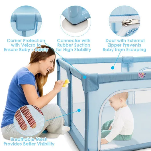 Baby Playpen Extra Large Kids Activity Center Safety Play-Blue