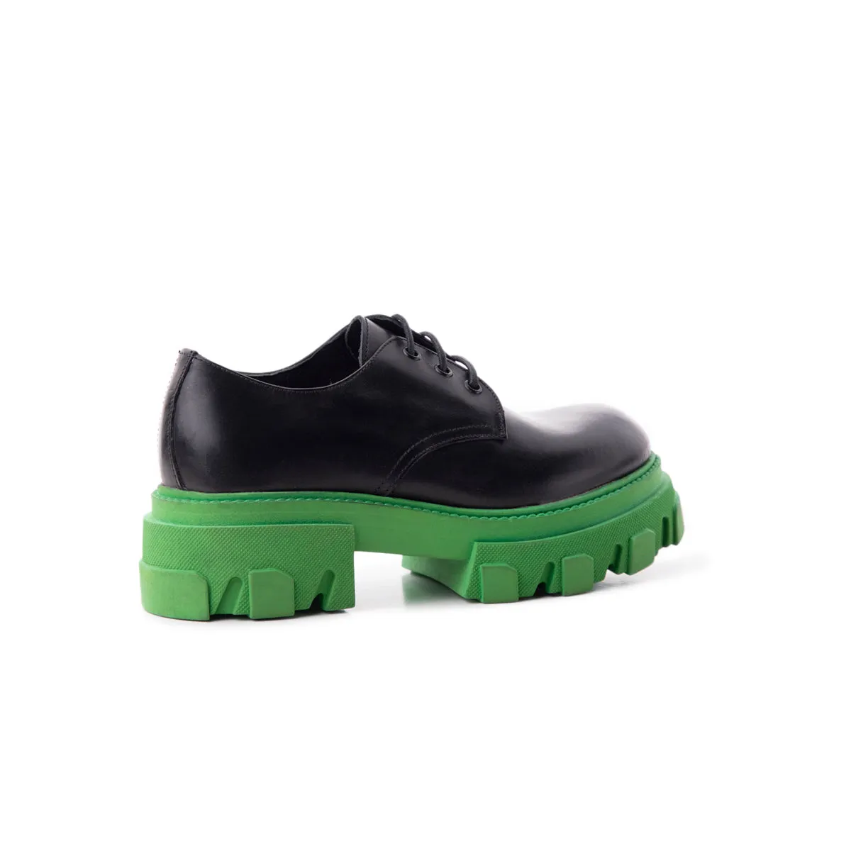 Baku Black Leather/Green Sole