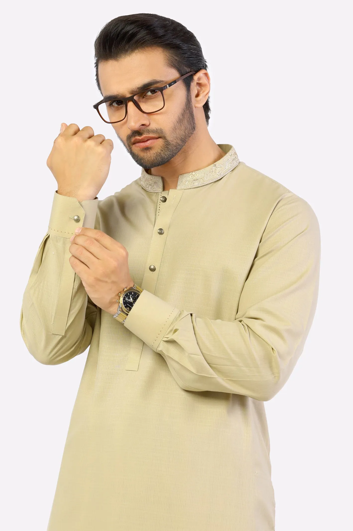 Beige Wash & Wear Shalwar Kameez