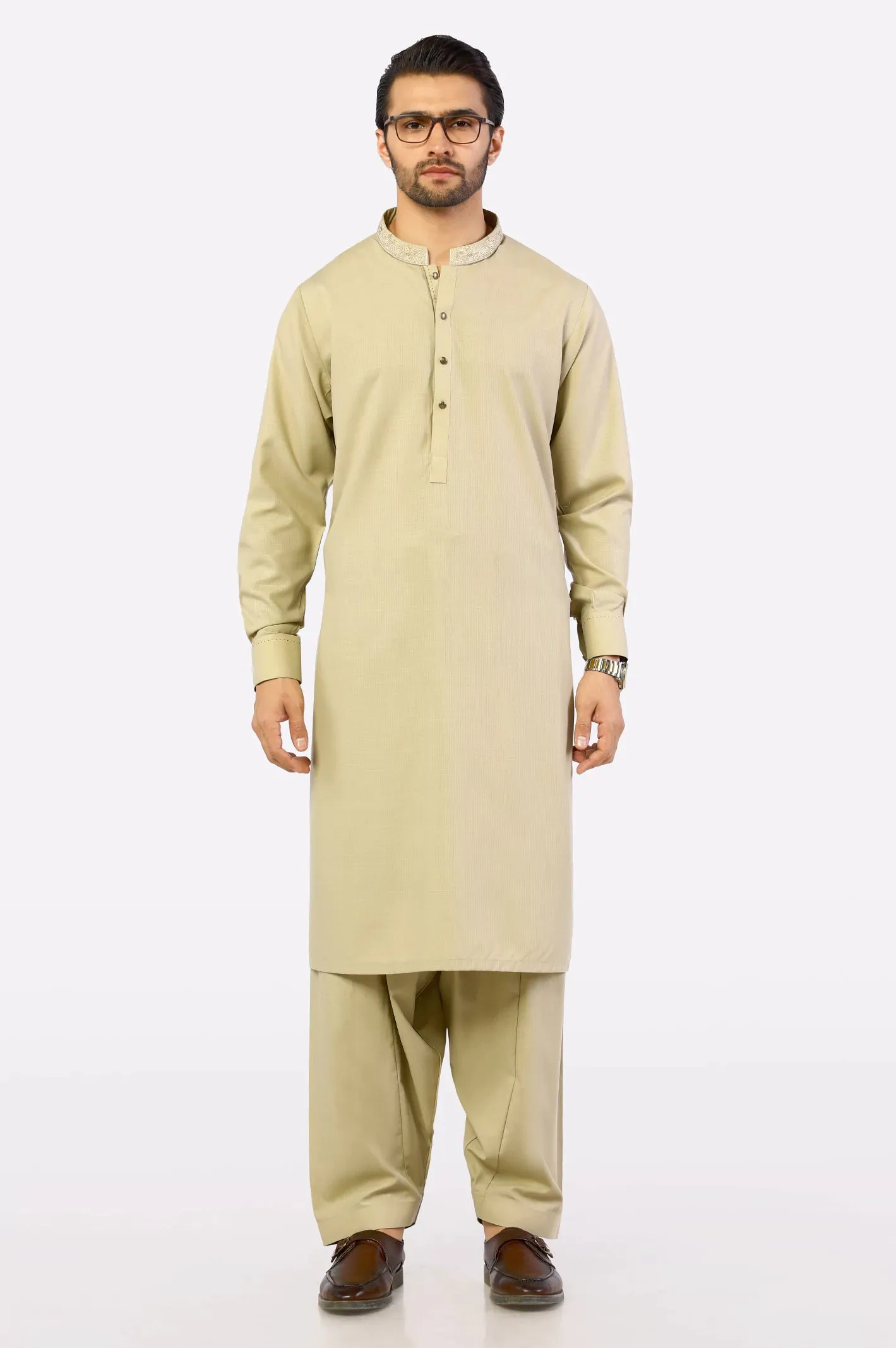 Beige Wash & Wear Shalwar Kameez