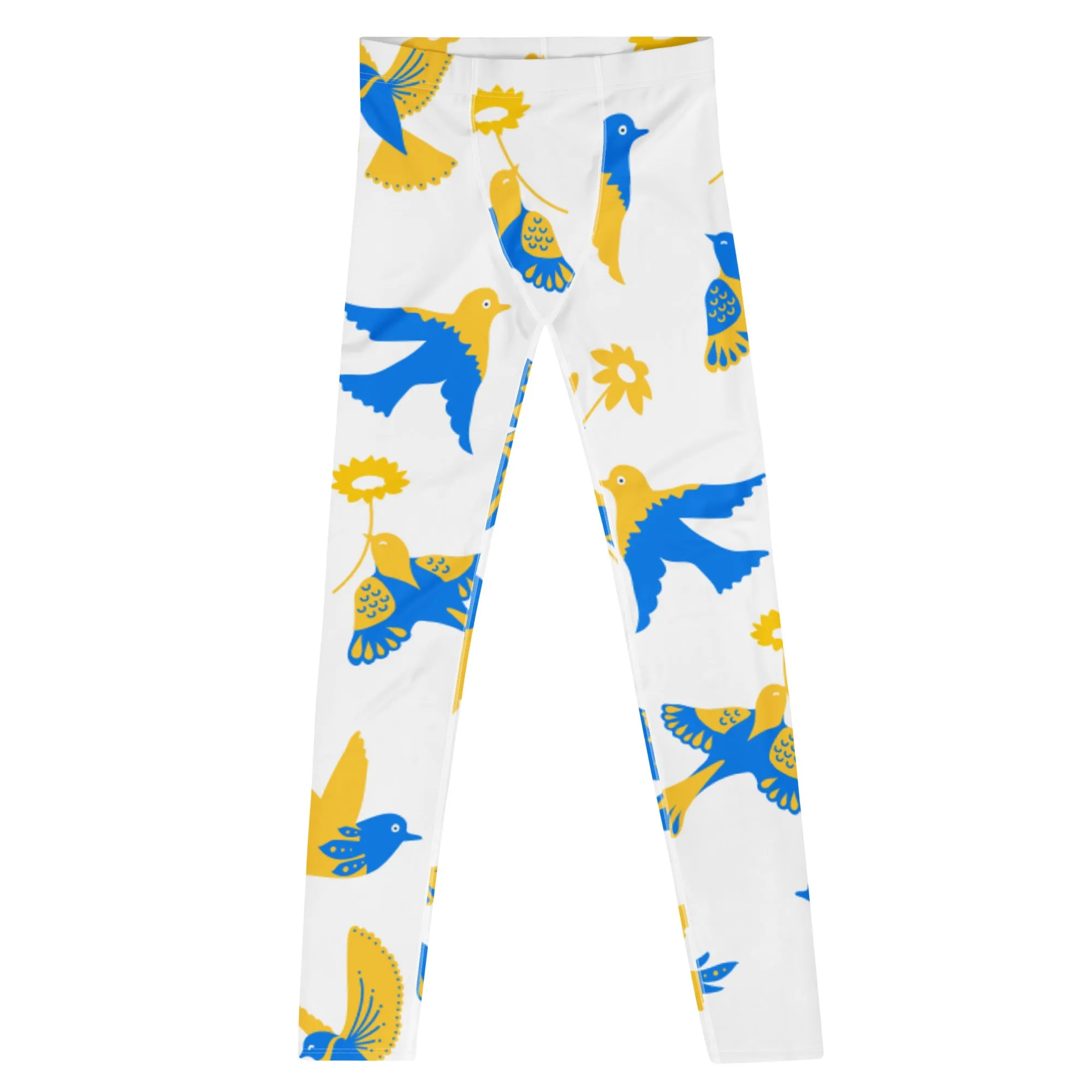 Birds Print Men's Leggings, Premium Fun Men's Running Tights For Bird Lovers-Made in USA/EU/MX