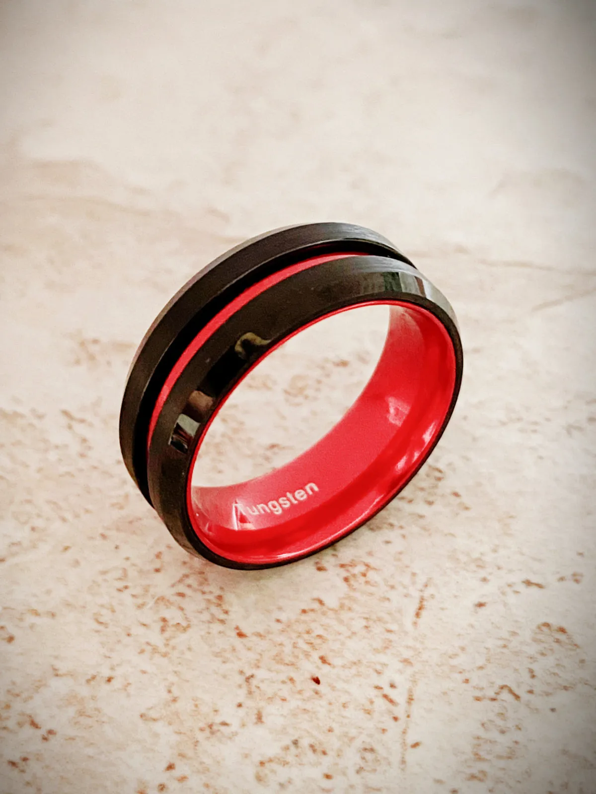 Black & Red Tungsten Band