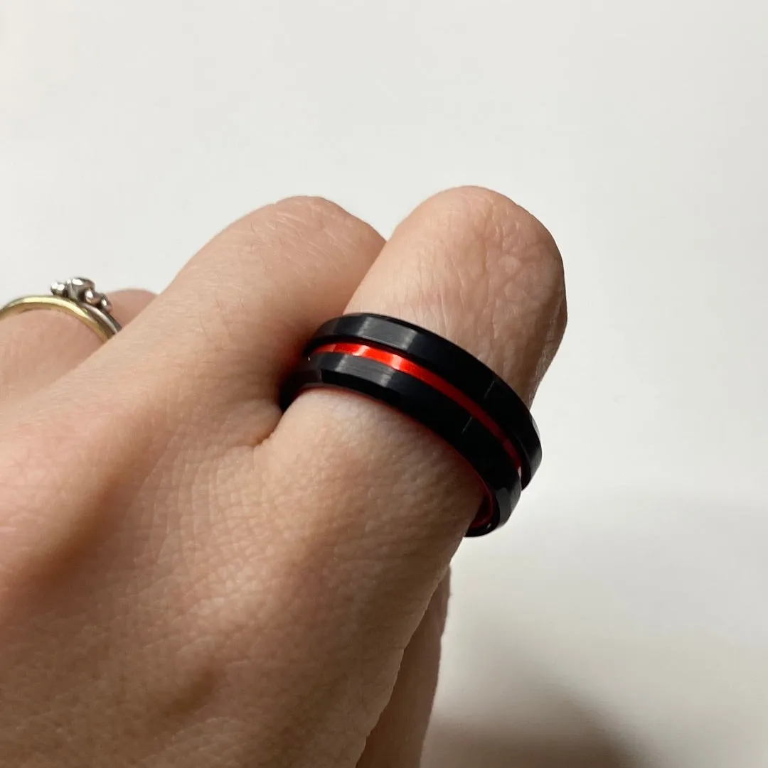 Black & Red Tungsten Band