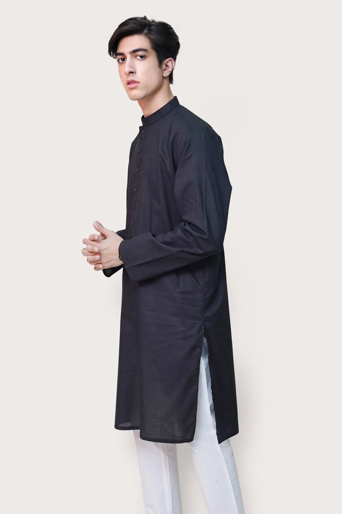 Black Cotton Kurta