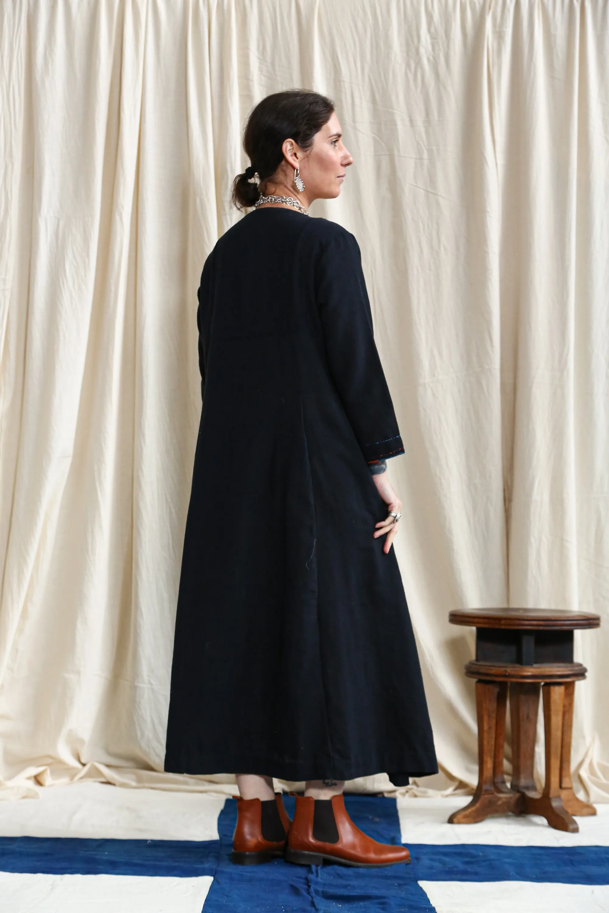 Black Long Dress with Dhebariya Rabari Embroidery