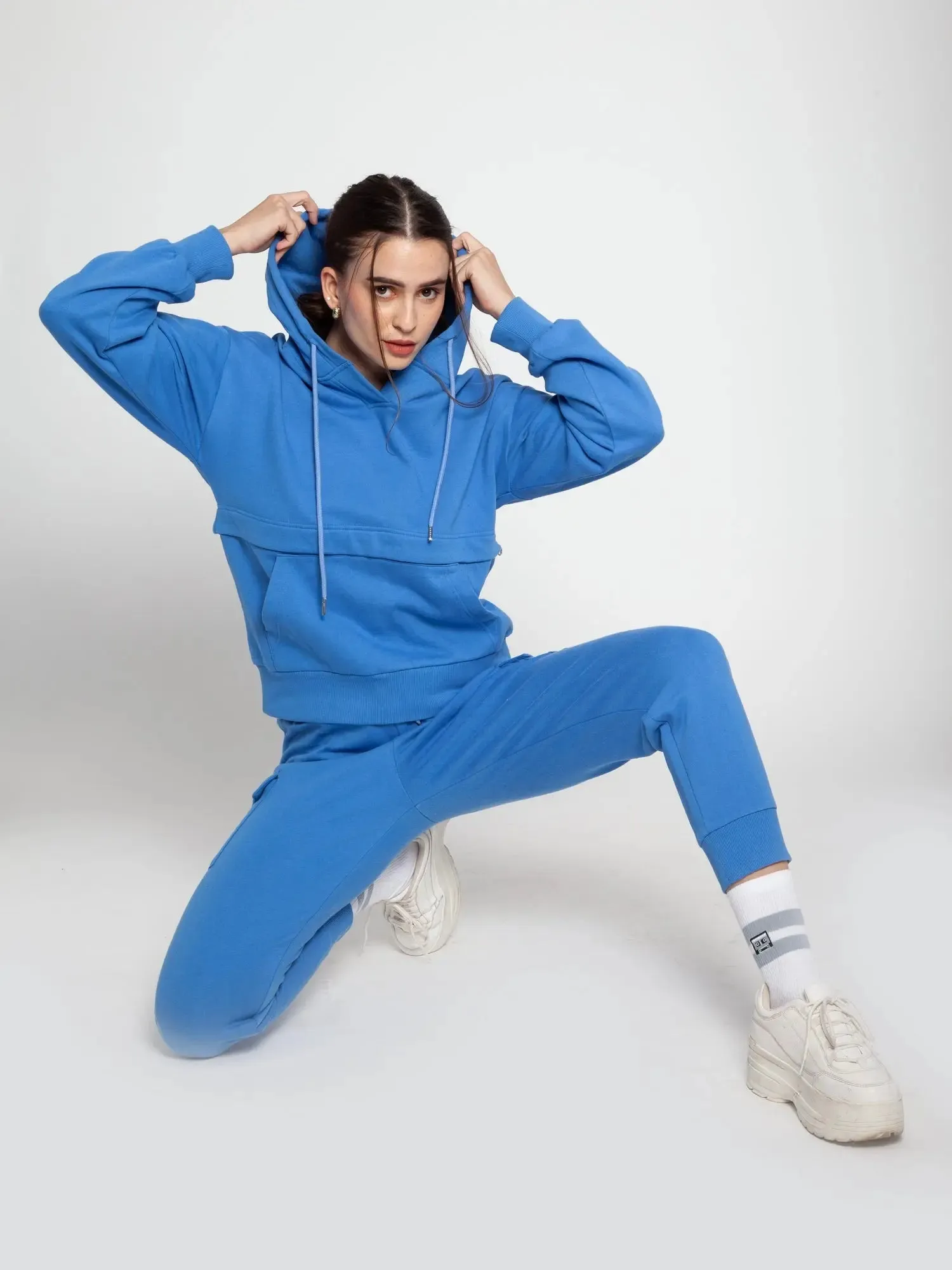 Blue Adjustable Length Hoodie