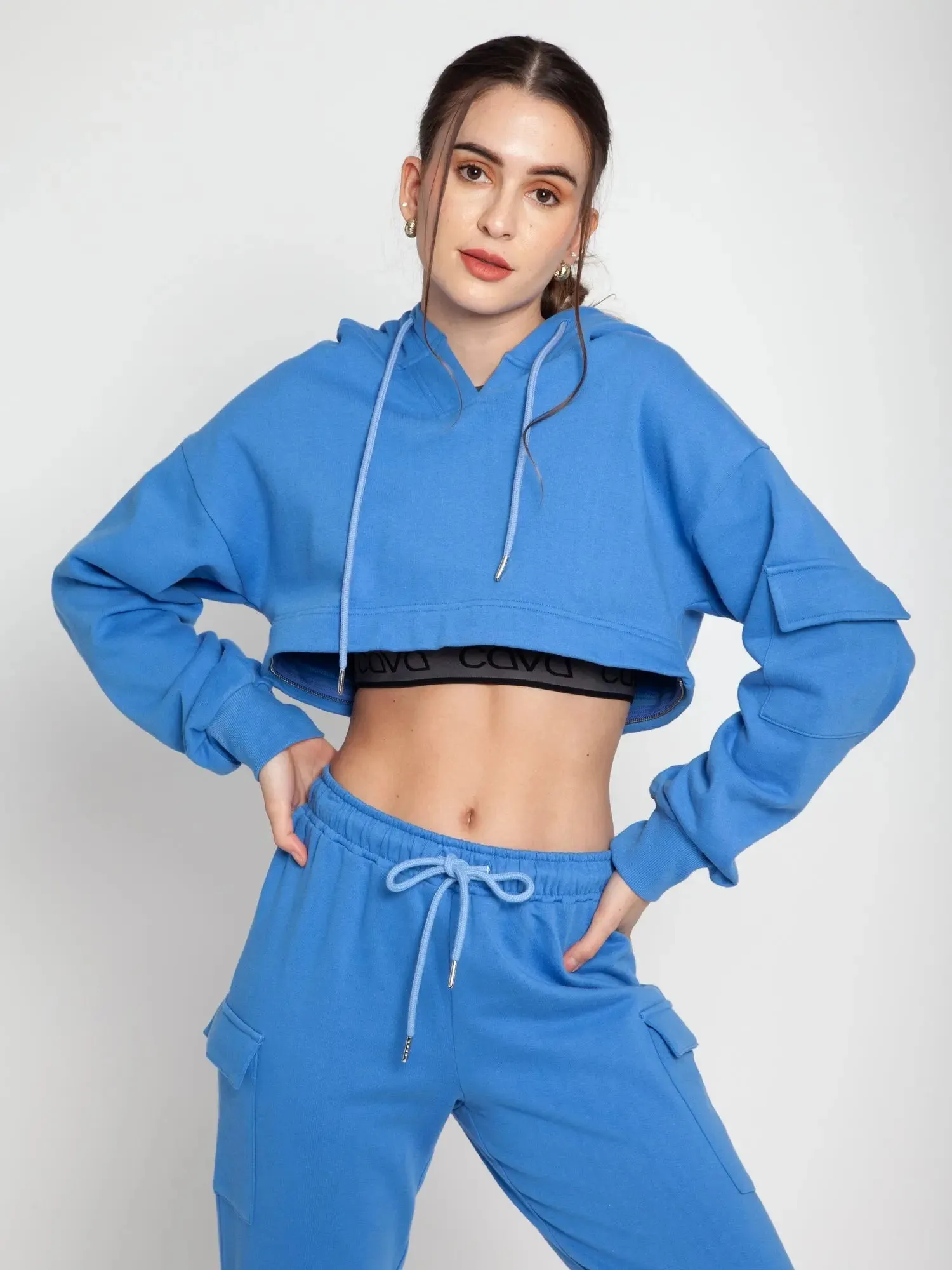 Blue Adjustable Length Hoodie