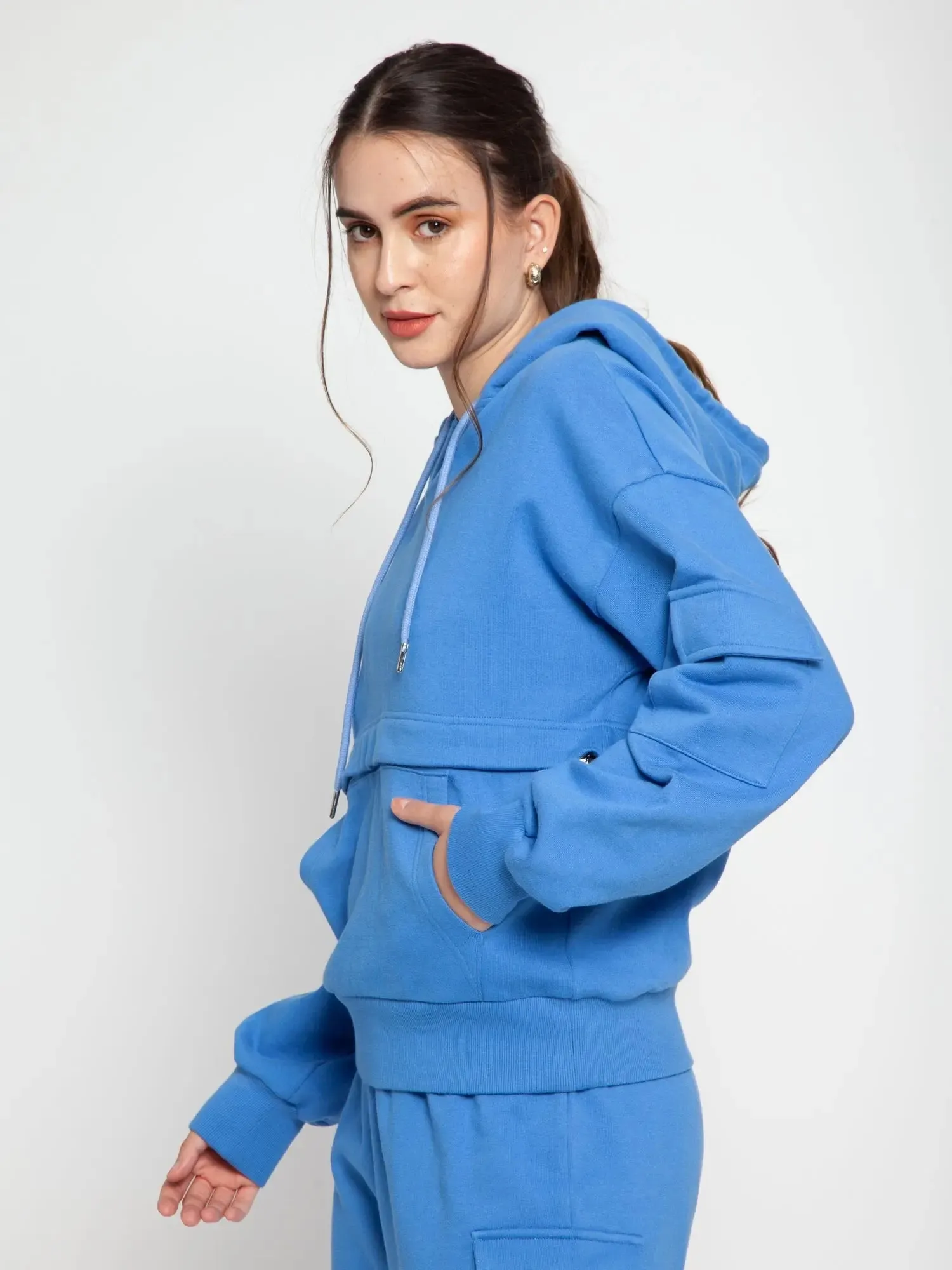 Blue Adjustable Length Hoodie