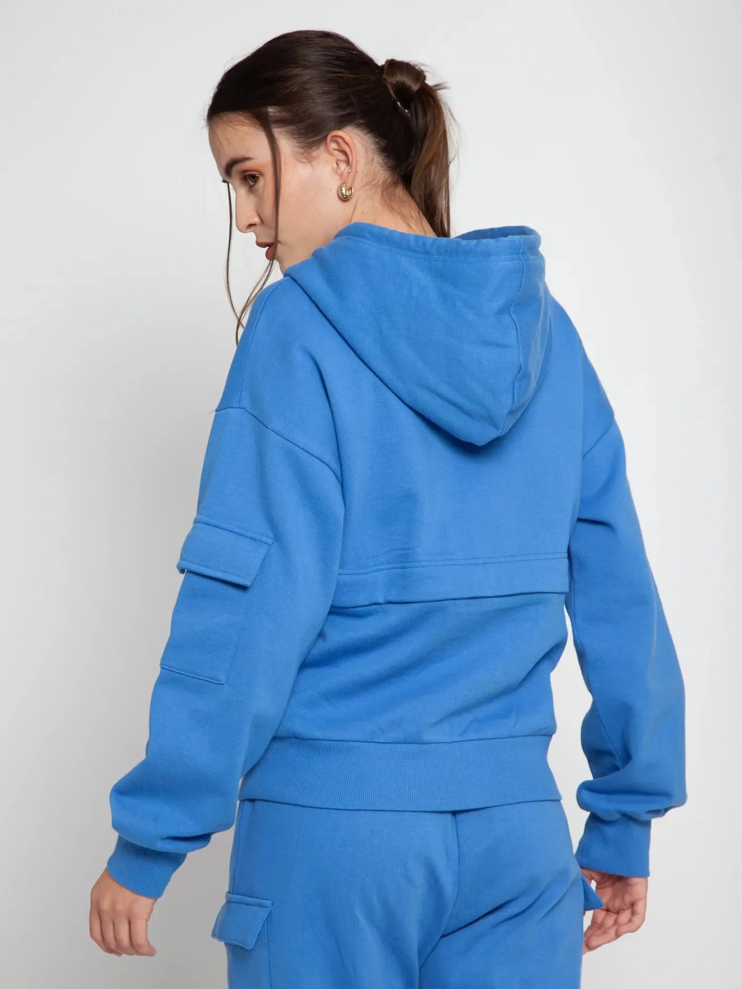 Blue Adjustable Length Hoodie