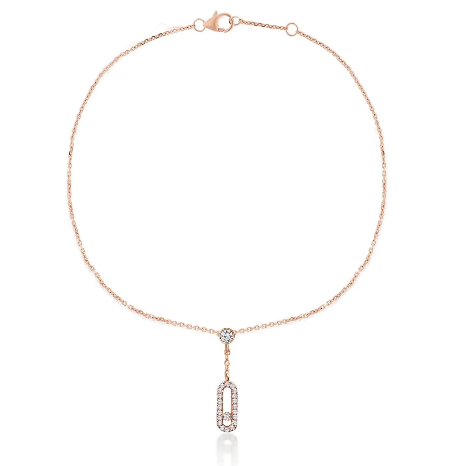 Brass 18k Rose Gold Crystal Studded Motif Chain Anklet For Women