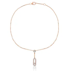 Brass 18k Rose Gold Crystal Studded Motif Chain Anklet For Women