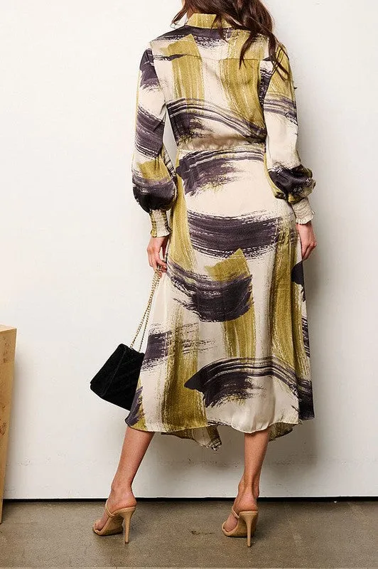 Brush Stroke Button Dress- Sage or Cream