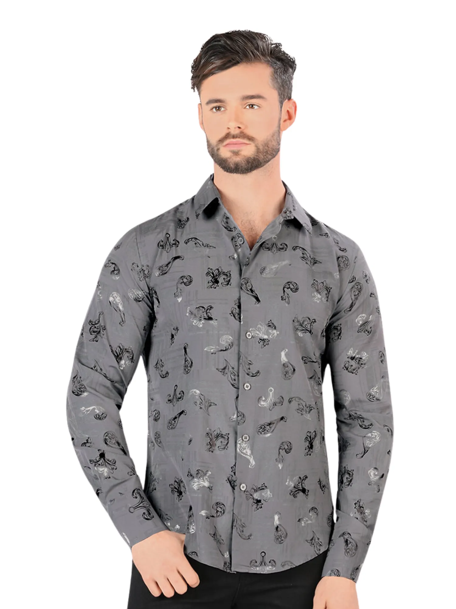 Camisa Casual Manga Larga Estampada para Hombre 'Montero' - ID: 0412