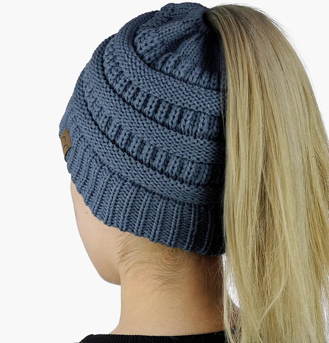 C.C. Messy Bun Beanie Tail - Dark Denim