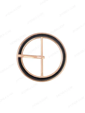 Circular Shiny Gold with Black Sliding Belt Buckle with Prong