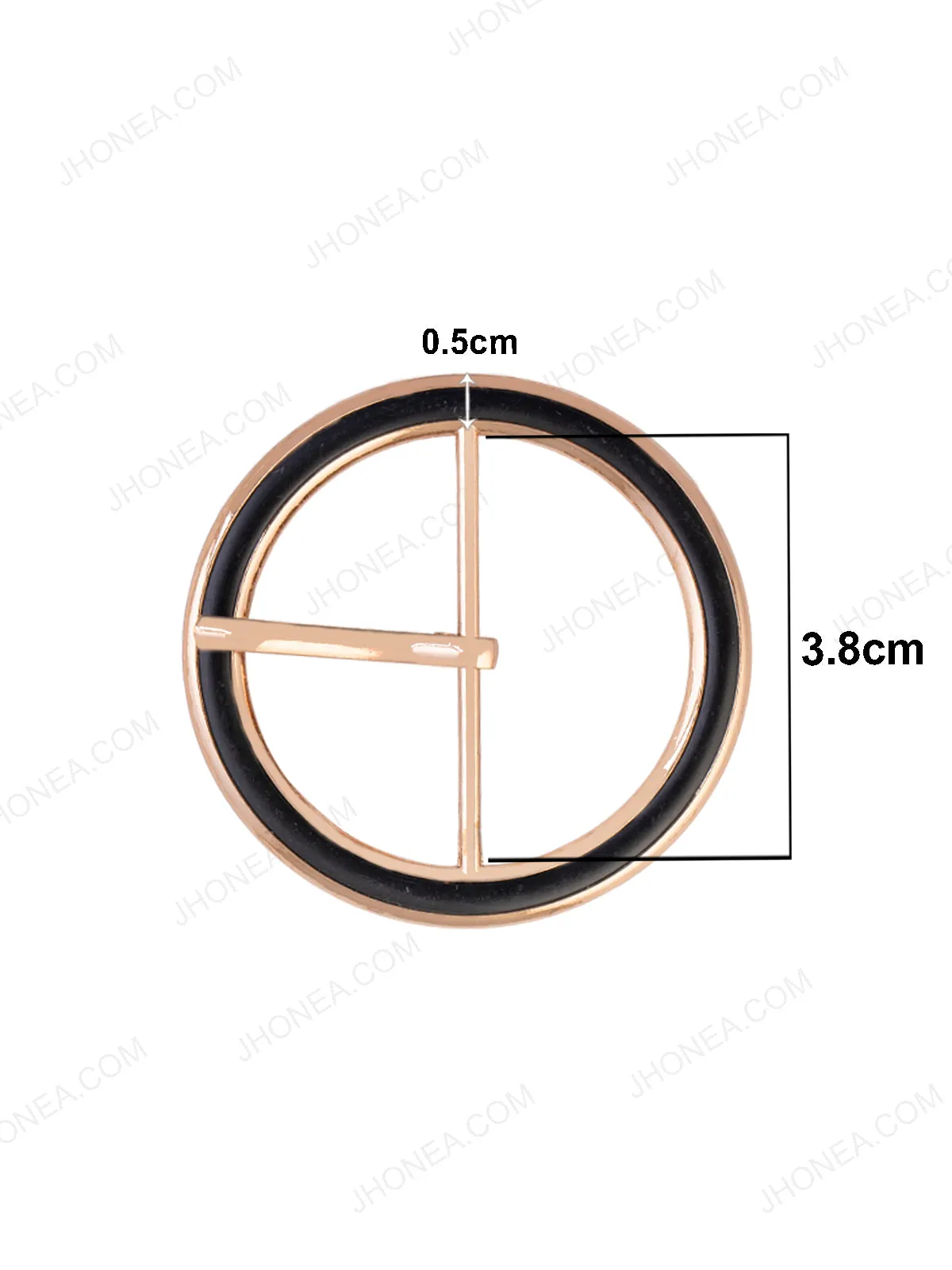 Circular Shiny Gold with Black Sliding Belt Buckle with Prong