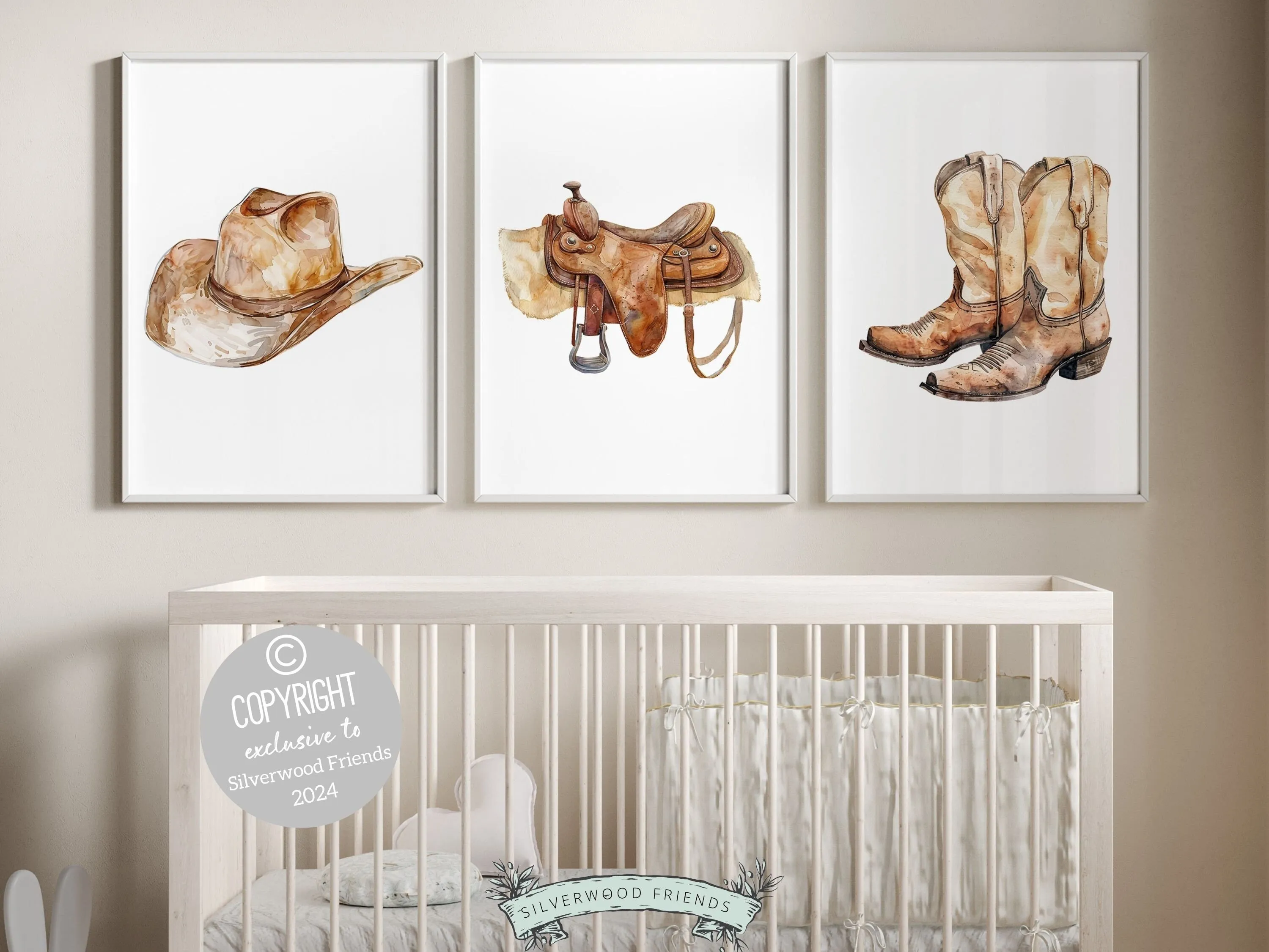 Cowboy Nursery Prints - Set of 3