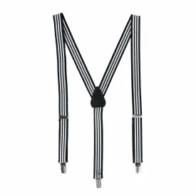 CTM® Men's Elastic Clip-End 1 Inch Black and White Pinstripe Suspenders