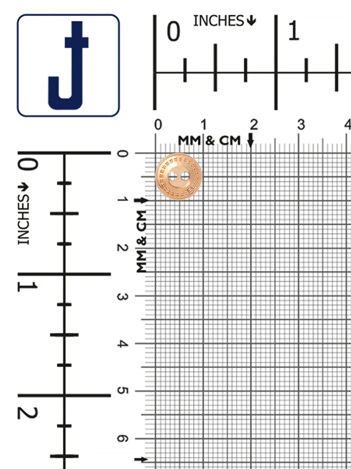 Cutting Lines Border 2-Hole Round Shape Metal Buttons