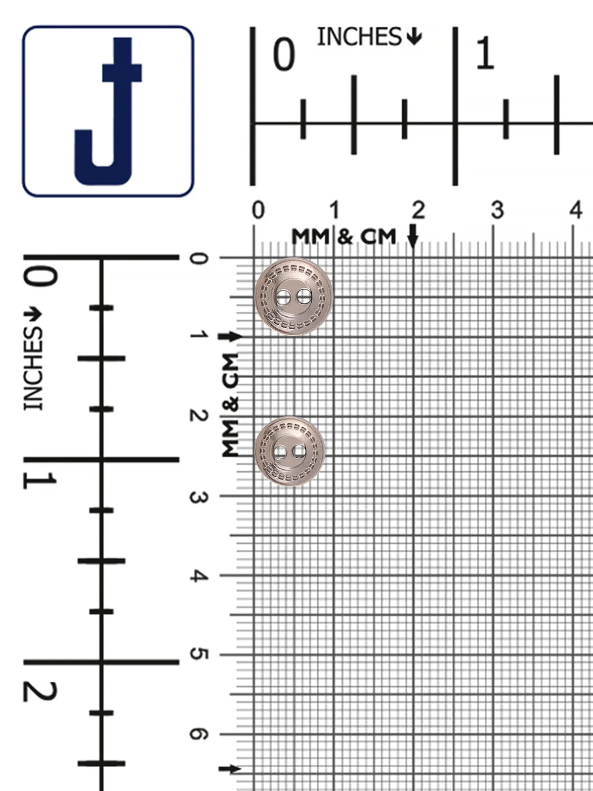 Cutting Lines Border 2-Hole Round Shape Metal Buttons