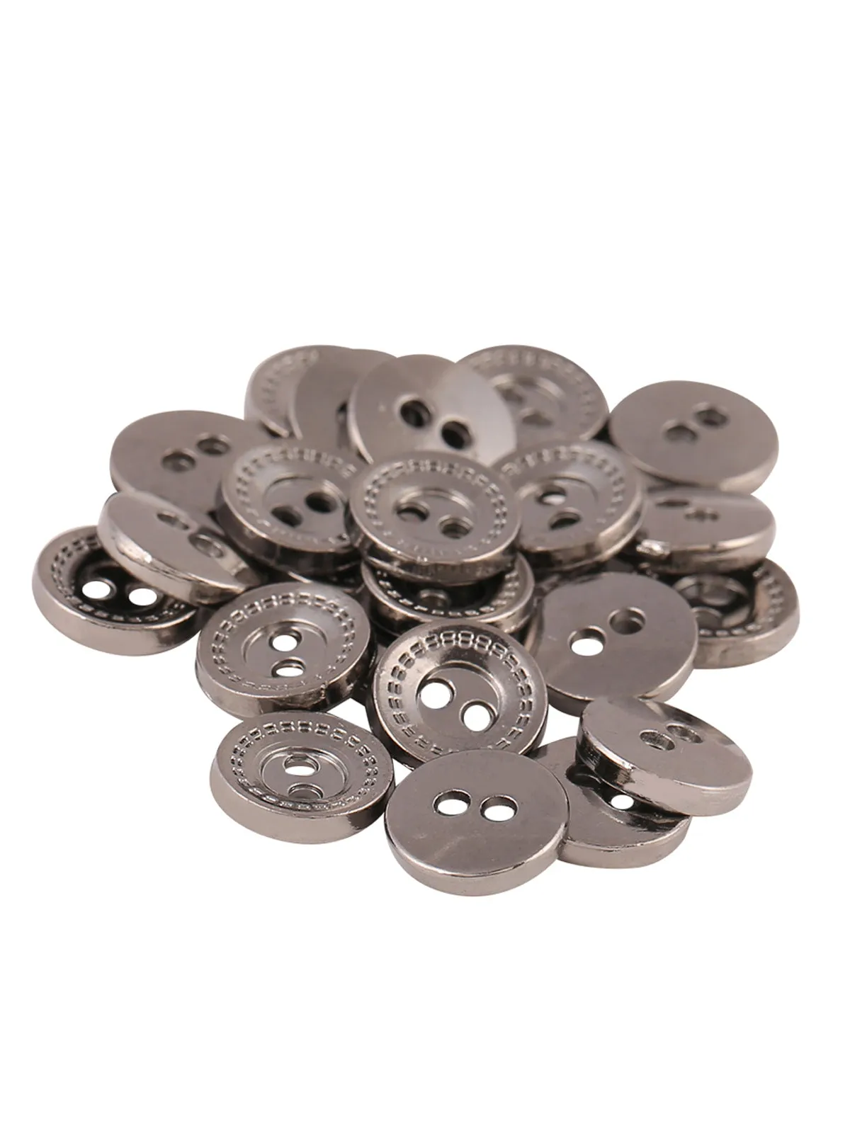 Cutting Lines Border 2-Hole Round Shape Metal Buttons