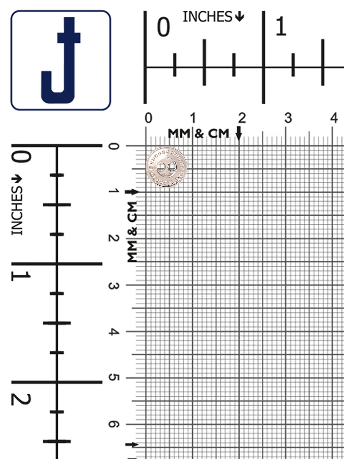 Cutting Lines Border 2-Hole Round Shape Metal Buttons