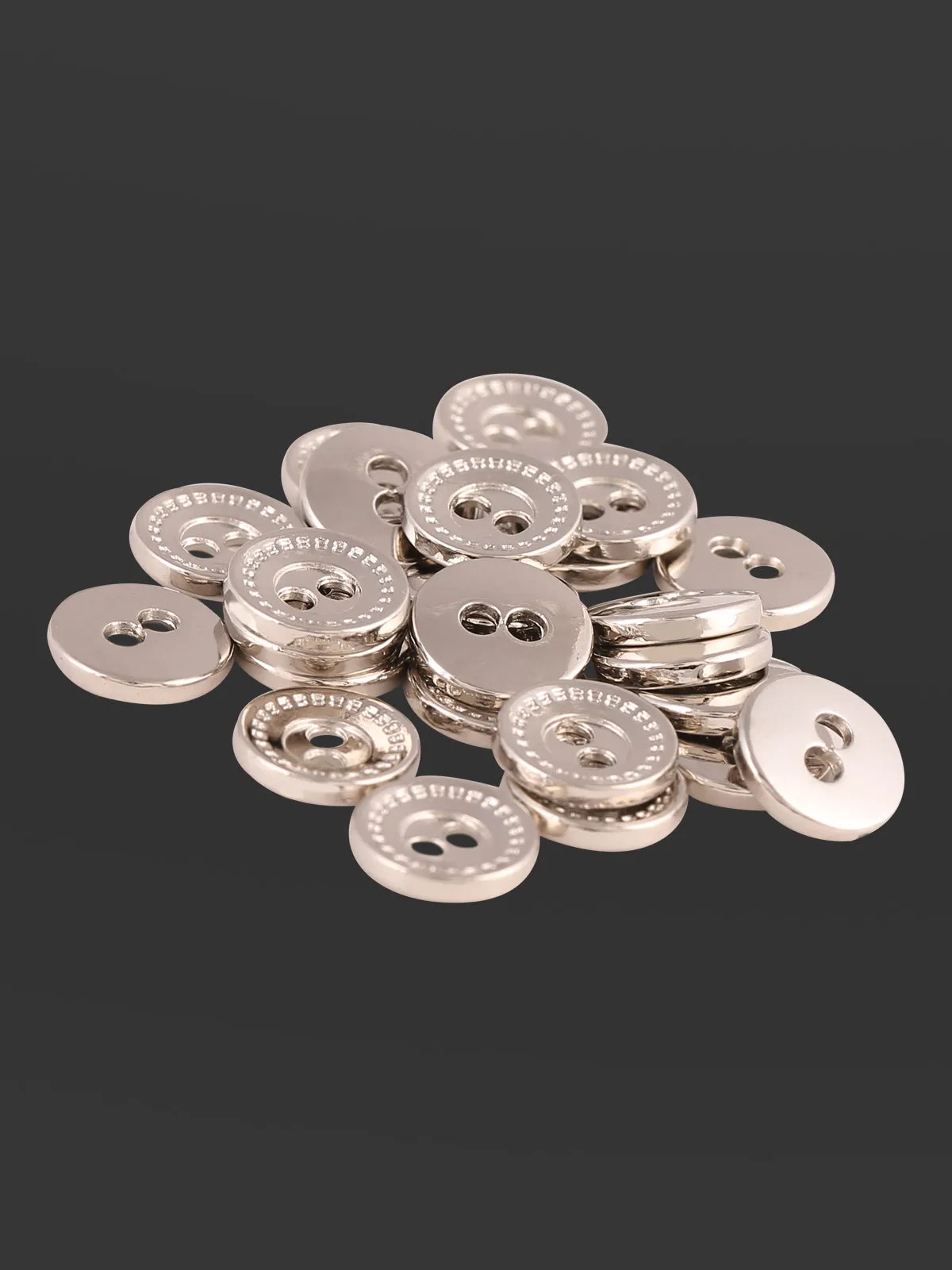 Cutting Lines Border 2-Hole Round Shape Metal Buttons