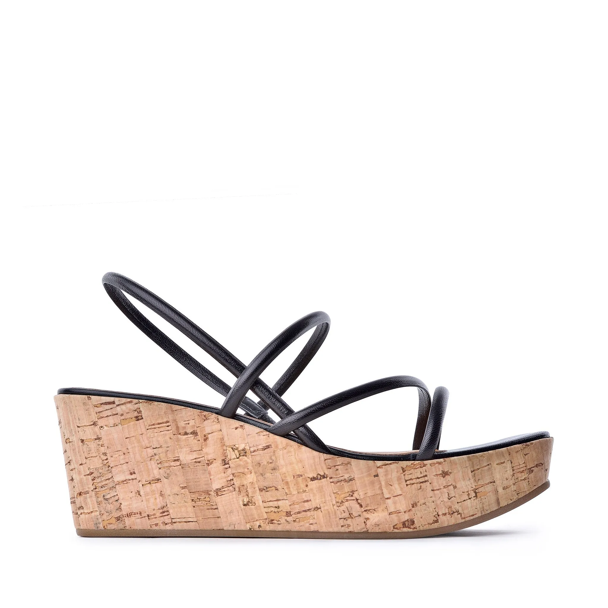 Effe Black Cork Platform Sandals