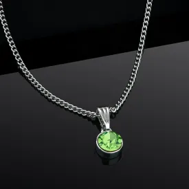 Estele - Rhodium Plated Peridot Pendant with Austrian Crystals for Women / Girls