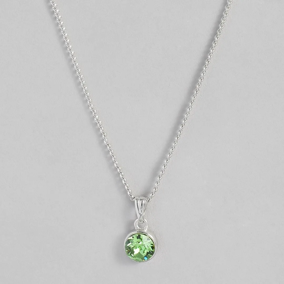 Estele - Rhodium Plated Peridot Pendant with Austrian Crystals for Women / Girls