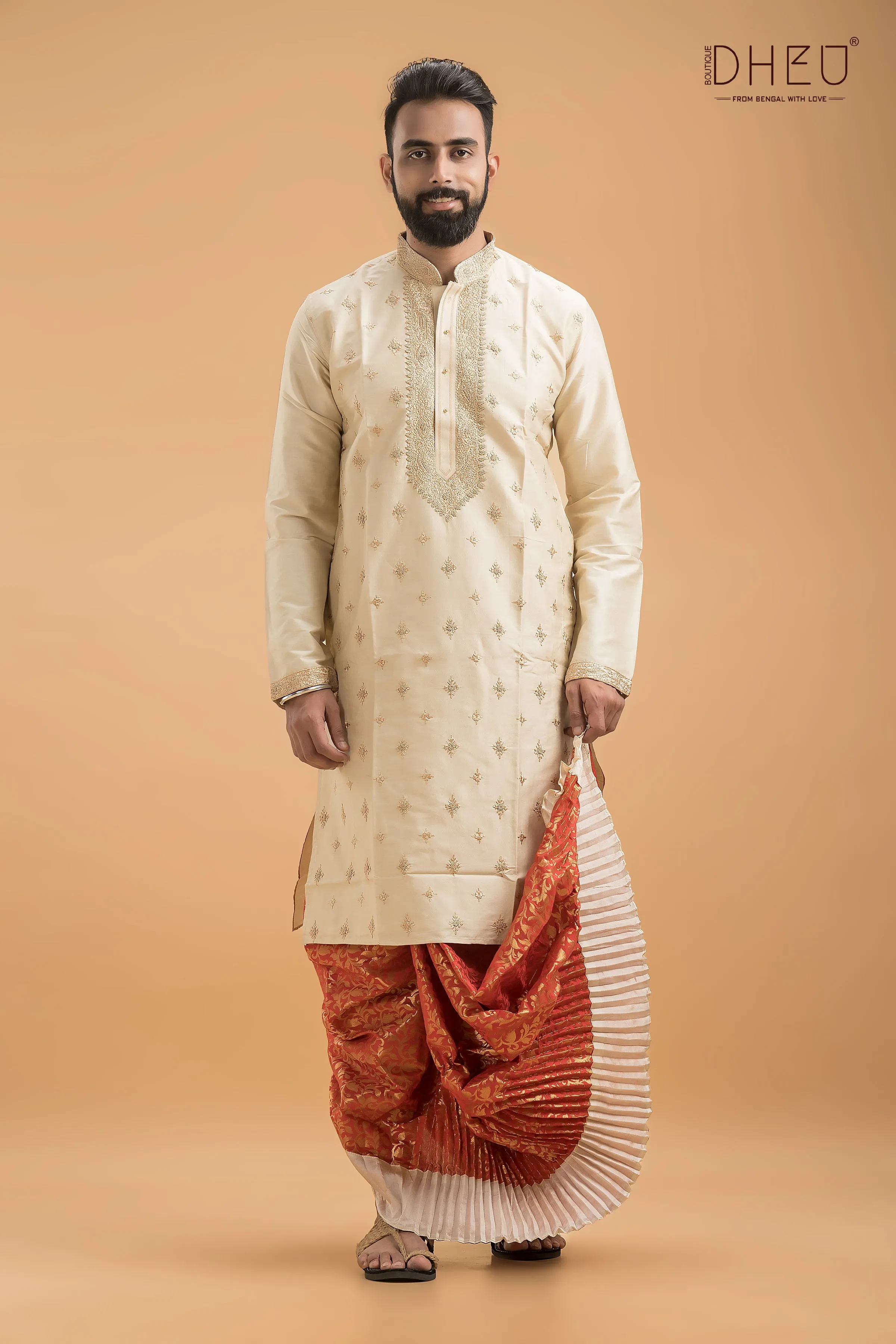 Exclusive Katan Silk Kurta & Dhoti(Optional) Set