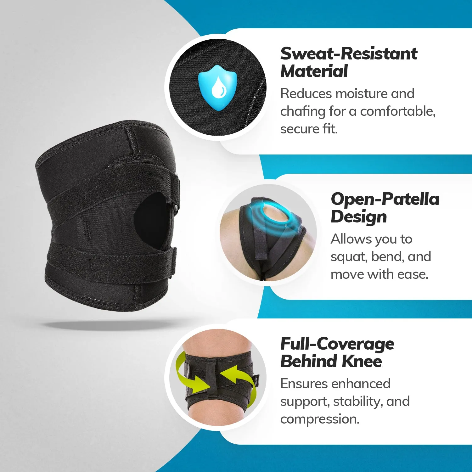 Exercise Knee Brace | Sweat-Resistant Work Out Stabilizer Sleeve for Patella Tracking & Kneecap Pain