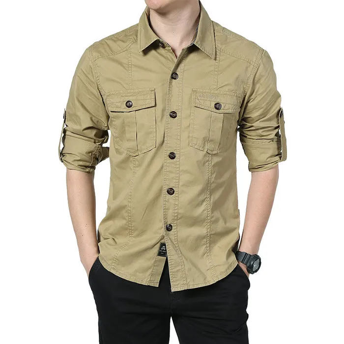 Fashion Lapel Military Style Loose Men's T-shirt