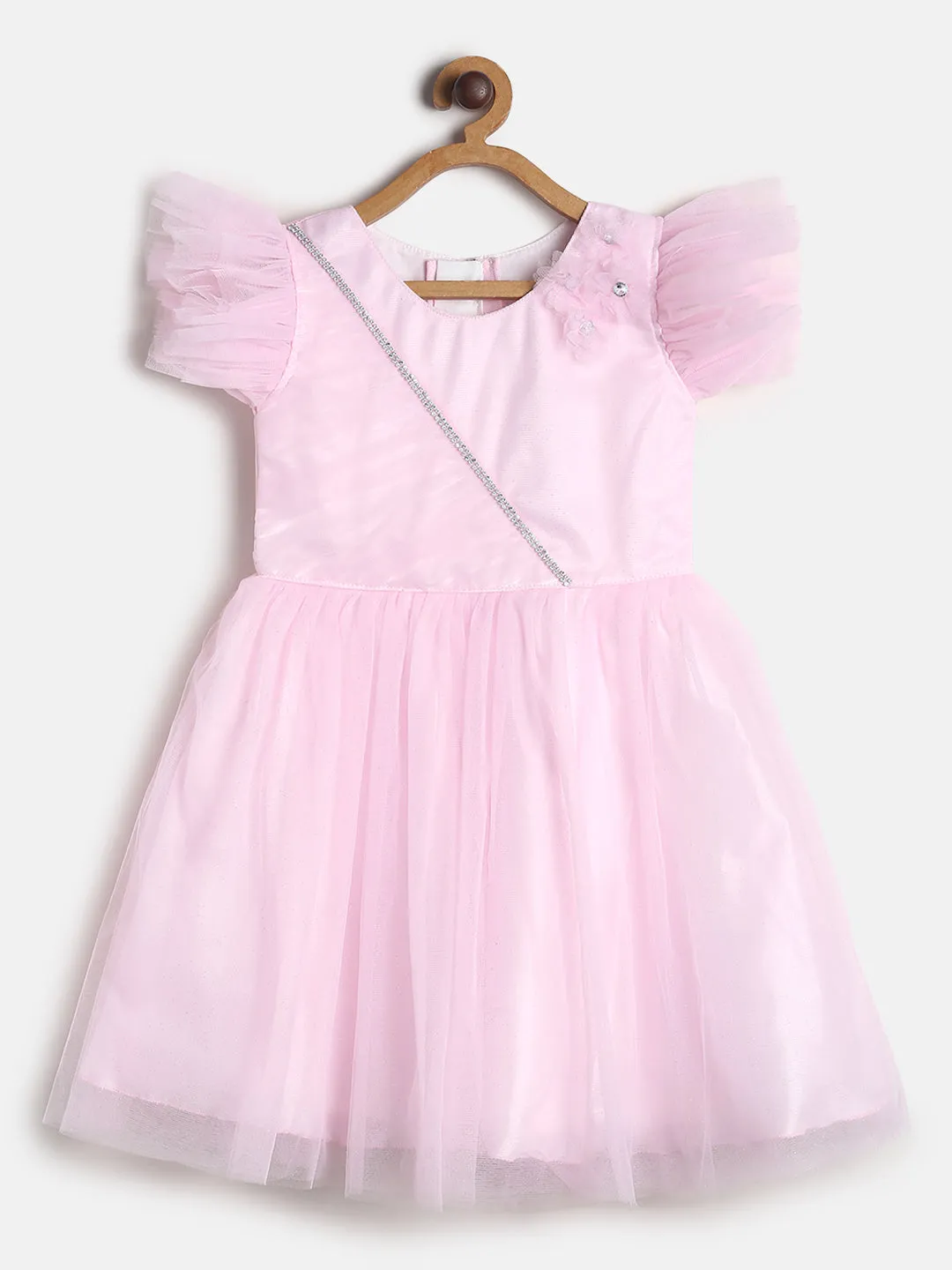 Girls Regular Fit Pink Casual Dress